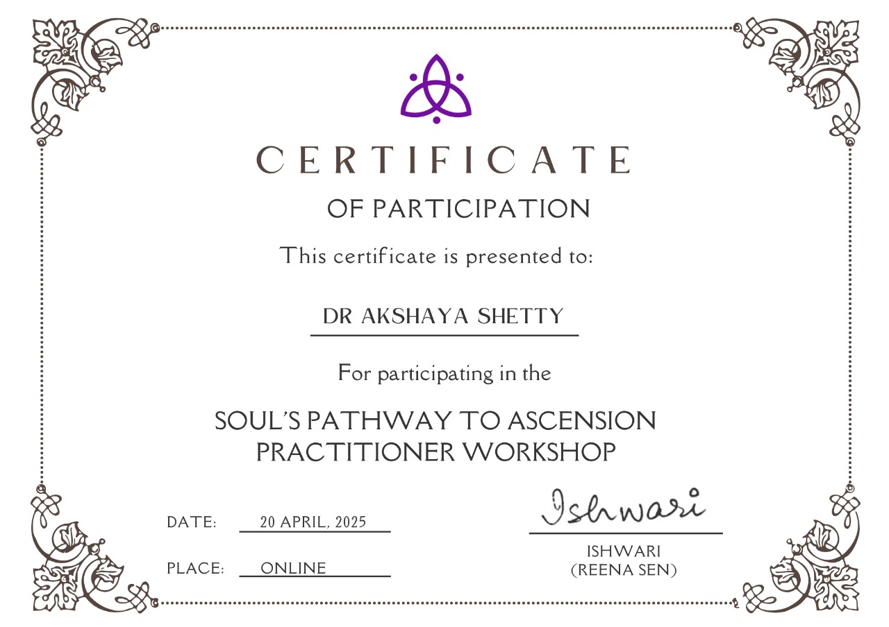 Soul’s Pathway to Ascension, Certificate of participation
