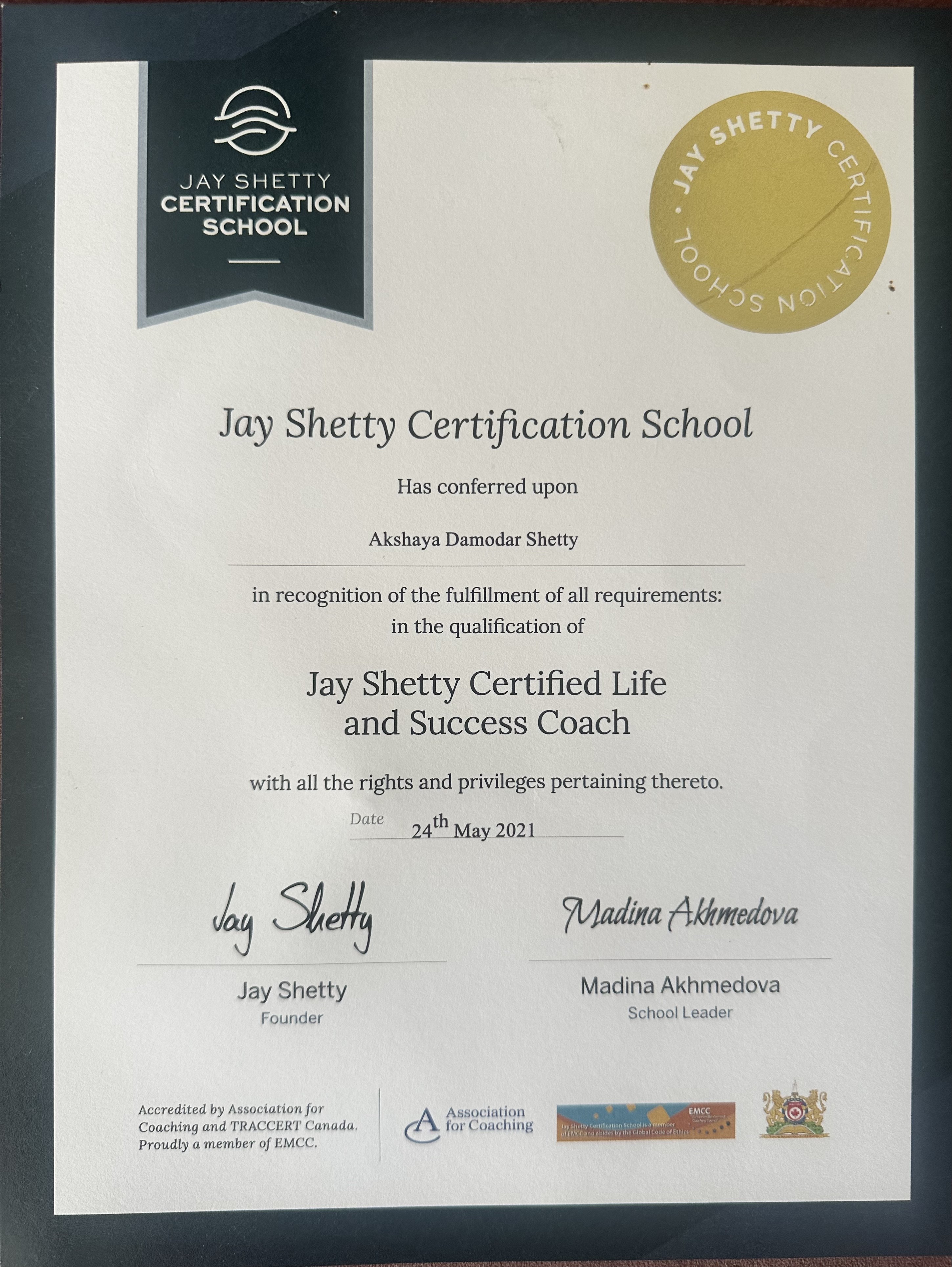 Certified Life & Success Coach, Professional certification